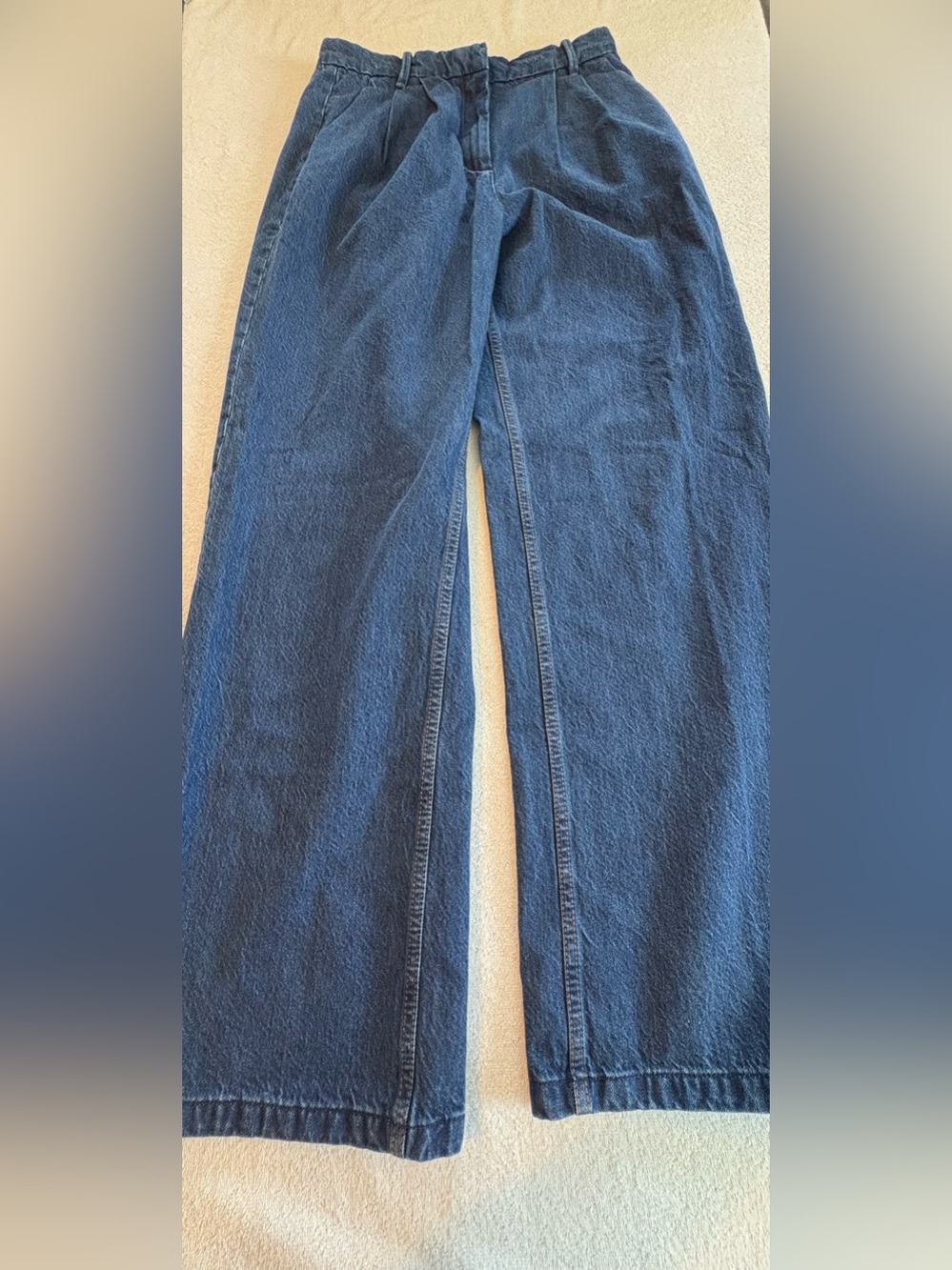 SOLD Abercrombie & Fitch Dark Wash Wide Leg Pleated Jeans Size 28/6 - Picture 4 of 10